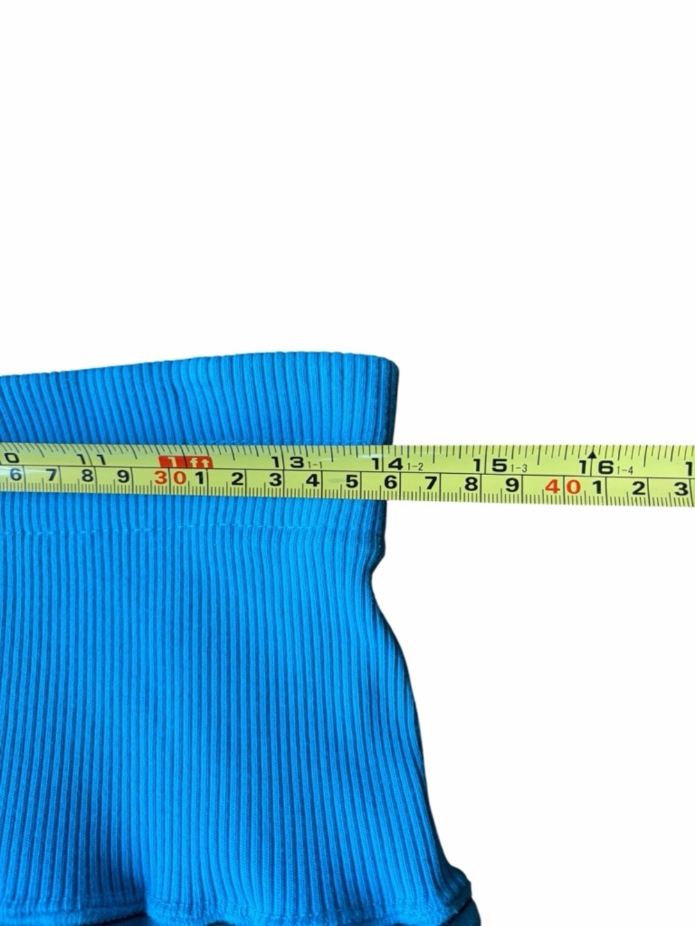 Vintage Y2K Turquoise ribbed Striped Pencil Skirt - Sleek Everyday Style - Picture 7 of 9